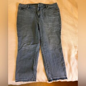 Talbots straight leg high waist modern ankle raw hem jeans 24W